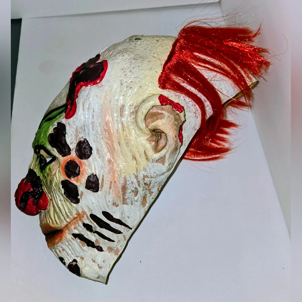 Colorful Clown Mask with Red Hair Halloween Costume